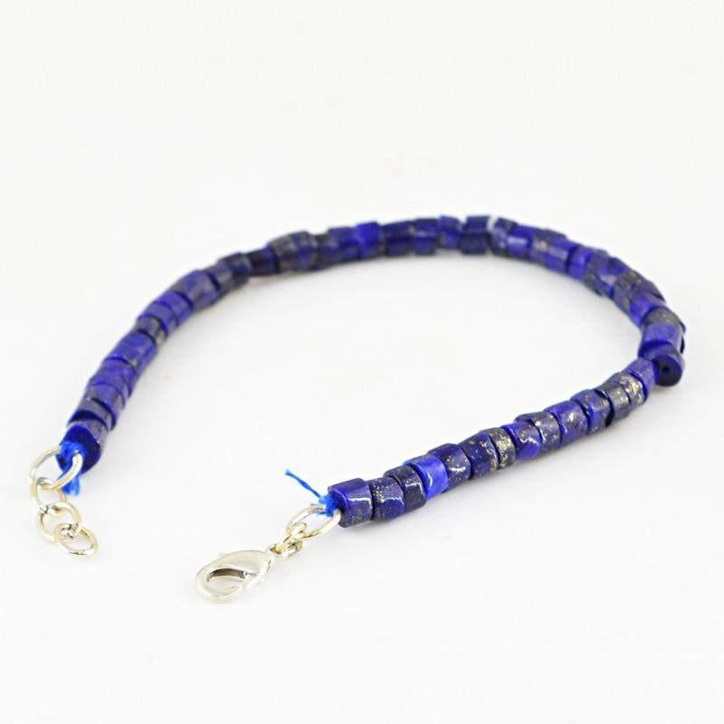 gemsmore:Round Blue Lapis Lazuli Bracelet Natural Unheated Beads