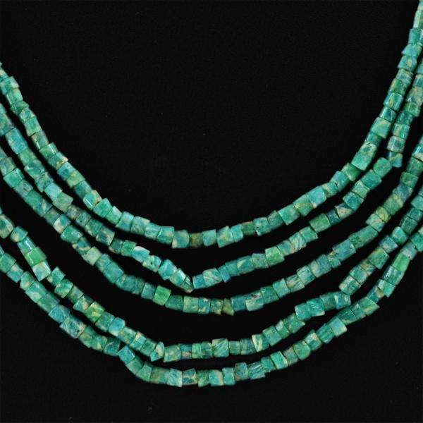 gemsmore:Round Shape Amazonite Necklace Natural 5 Line Untreated Beads