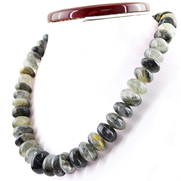 gemsmore:Round Shape Black Rutile Quartz Necklace Natural Unheated Beads