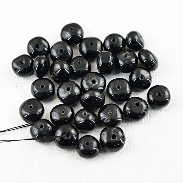 gemsmore:Round Shape Black Spinel Beads Lot Natural Drilled