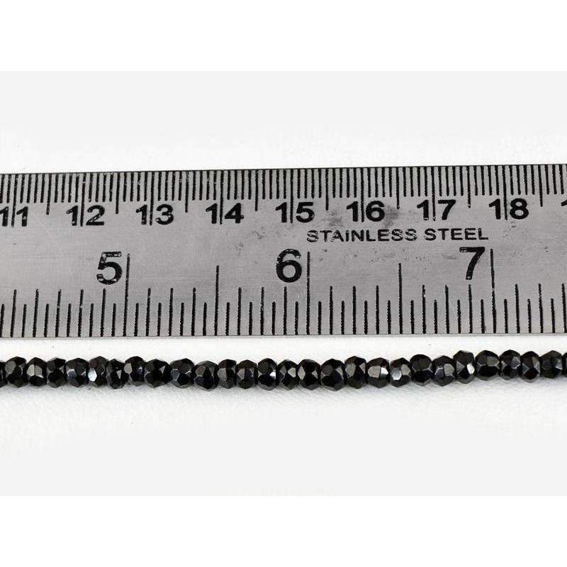 gemsmore:Round Shape Black Spinel Beads Strand - Natural Faceted Drilled