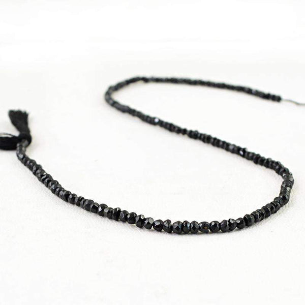 gemsmore:Round Shape Black Spinel Beads Strand Natural Faceted Drilled