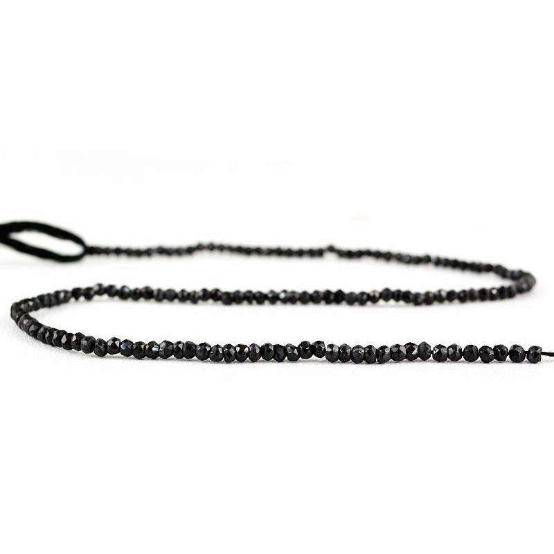 gemsmore:Round Shape Black Spinel Drilled Beads Strand Natural Faceted