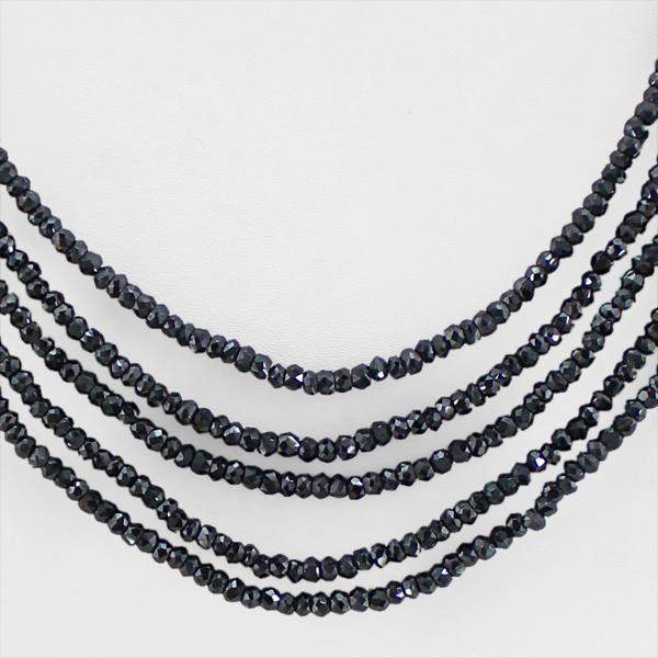 gemsmore:Round Shape Black Spinel Necklace Natural 5 Line Faceted Beads