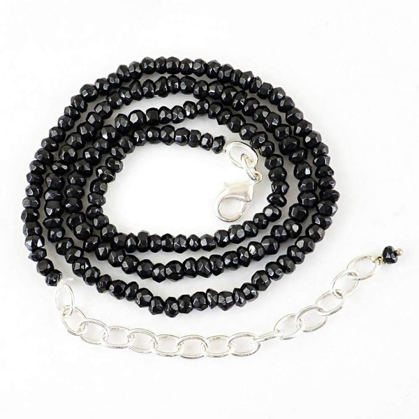 gemsmore:Round Shape Black Spinel Necklace Natural Faceted Beads