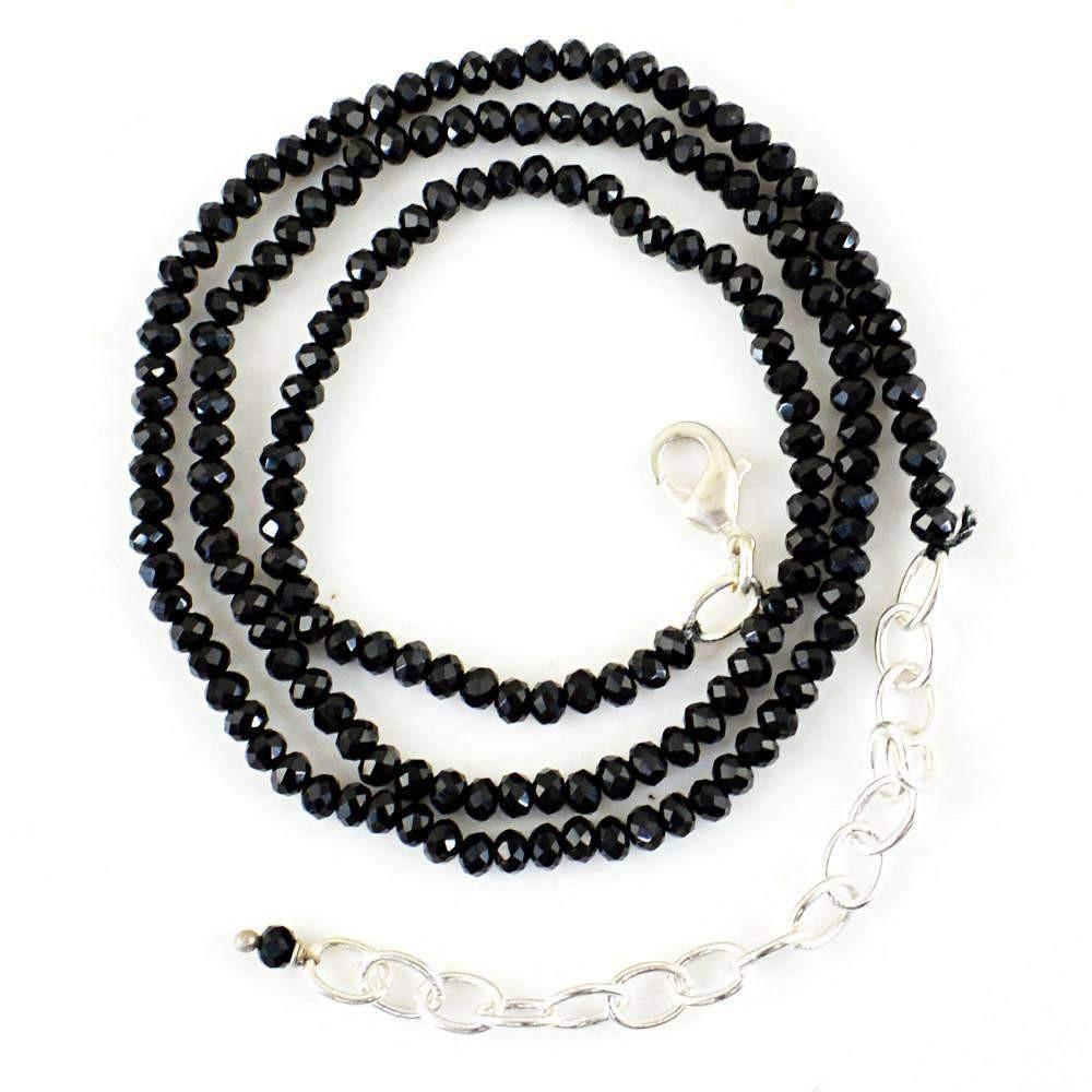 gemsmore:Round Shape Black Spinel Necklace Natural Faceted Beads