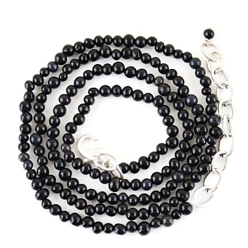 gemsmore:Round Shape Black Spinel Necklace Untreated Beads