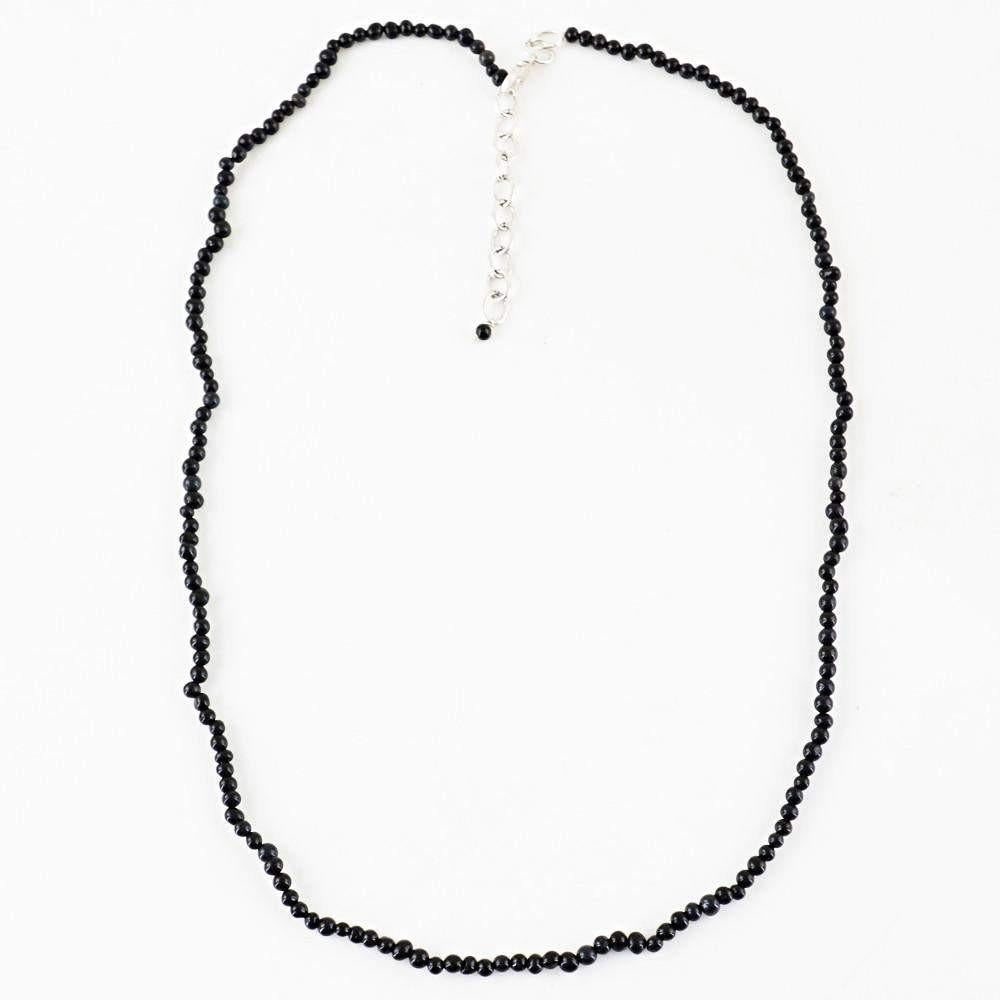 gemsmore:Round Shape Black Spinel Necklace Untreated Beads