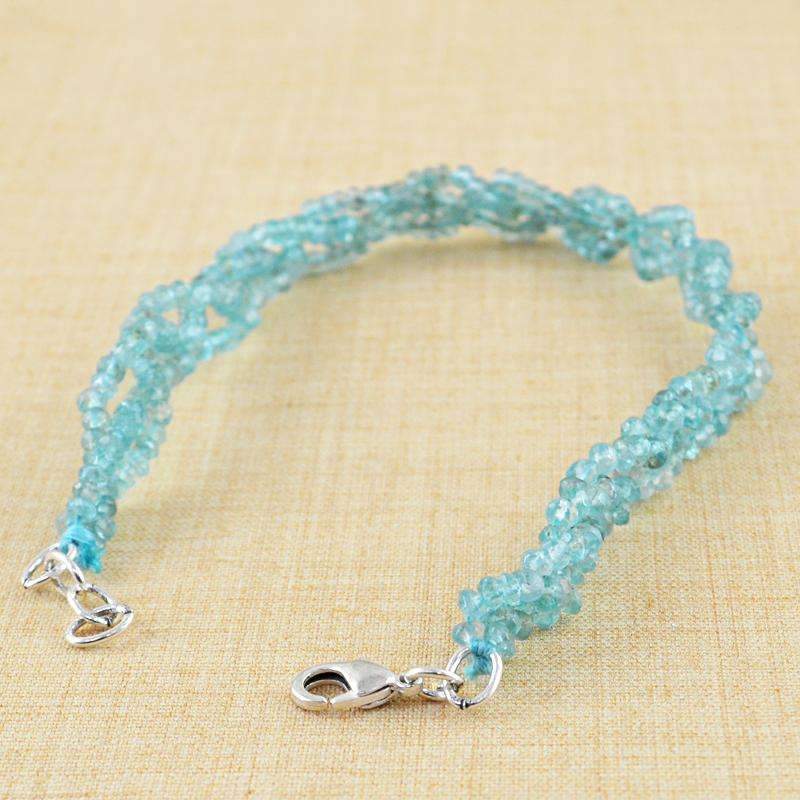 gemsmore:Round Shape Blue Apatite Bracelet Natural Faceted Beads