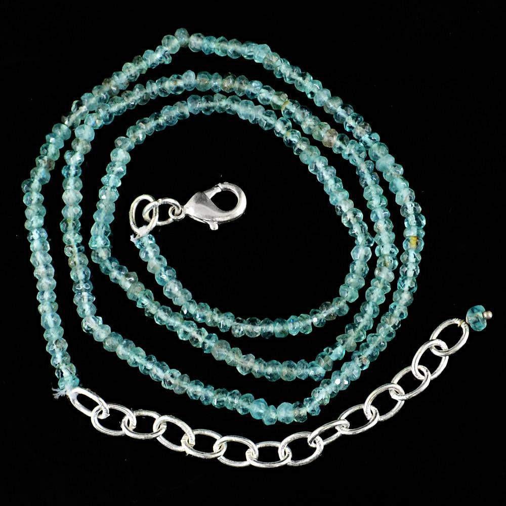 gemsmore:Round Shape Blue Apatite Necklace Natural Single Strand Faceted Beads