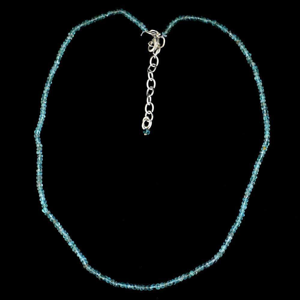 gemsmore:Round Shape Blue Apatite Necklace Natural Single Strand Faceted Beads