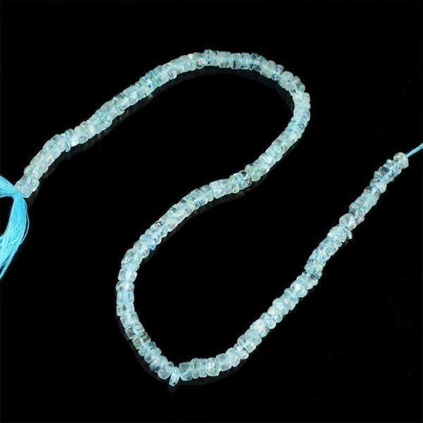 gemsmore:Round Shape Blue Aquamarine Beads Strand Natural Drilled