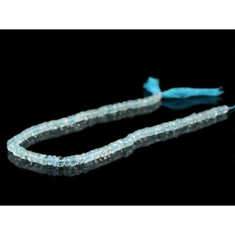 gemsmore:Round Shape Blue Aquamarine Beads Strand Natural Drilled