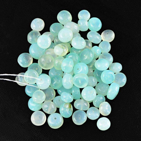 gemsmore:Round Shape Blue Chalcedony Beads Lot Natural Drilled