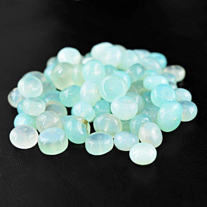 gemsmore:Round Shape Blue Chalcedony Beads Lot Natural Drilled