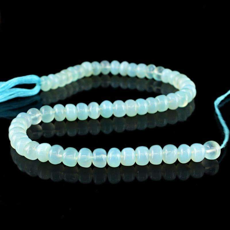 gemsmore:Round Shape Blue Chalcedony Beads Strand - Natural Drilled