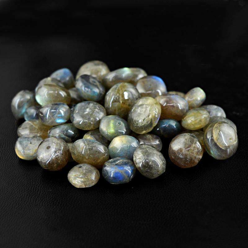 gemsmore:Round Shape Blue Flash Labradorite Beads Lot - Natural Drilled