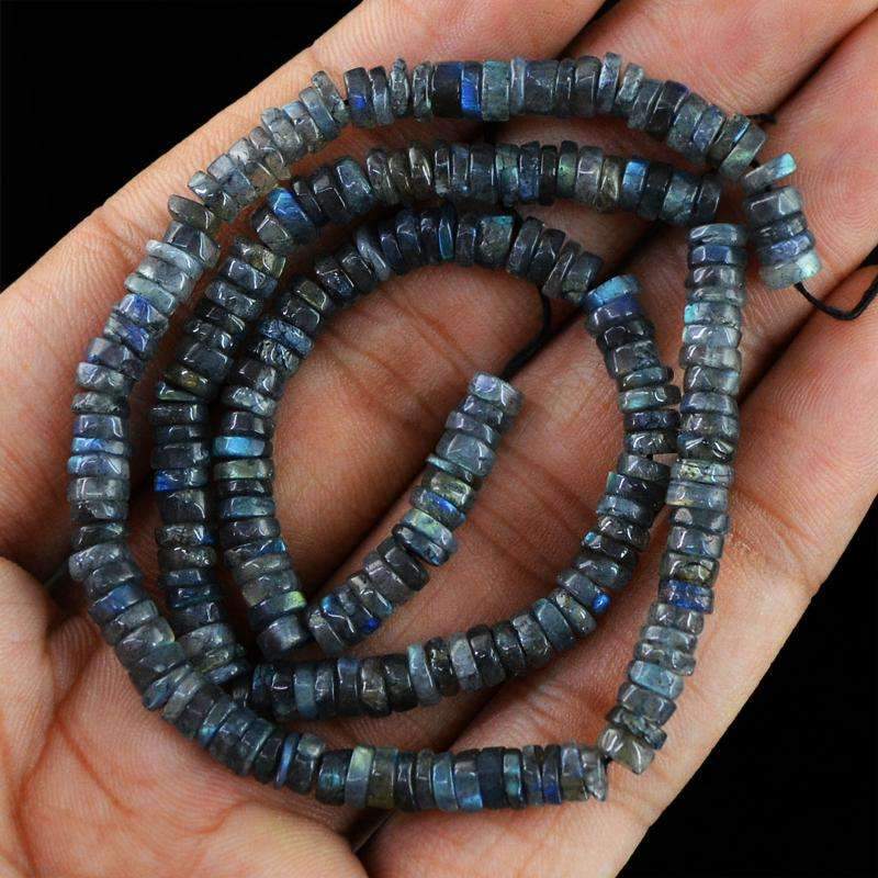 gemsmore:Round Shape Blue Flash Labradorite Beads Strand Natural Drilled