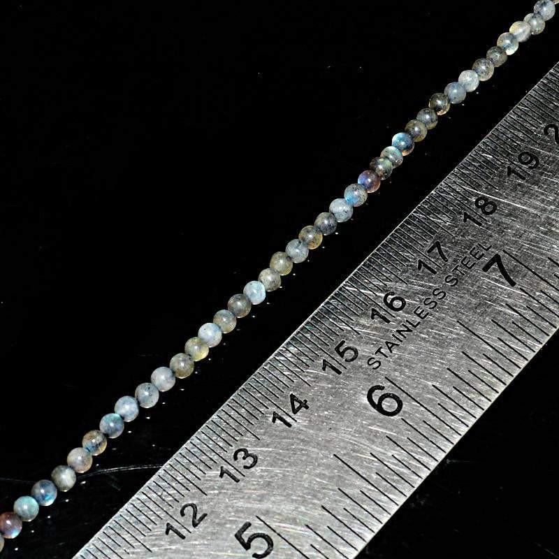 gemsmore:Round Shape Blue Flash Labradorite Strand Natural Untreated Beads