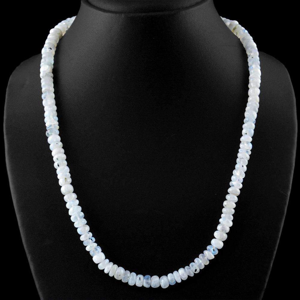 gemsmore:Round Shape Blue Flash Moonstone Necklace Natural Untreated Beads