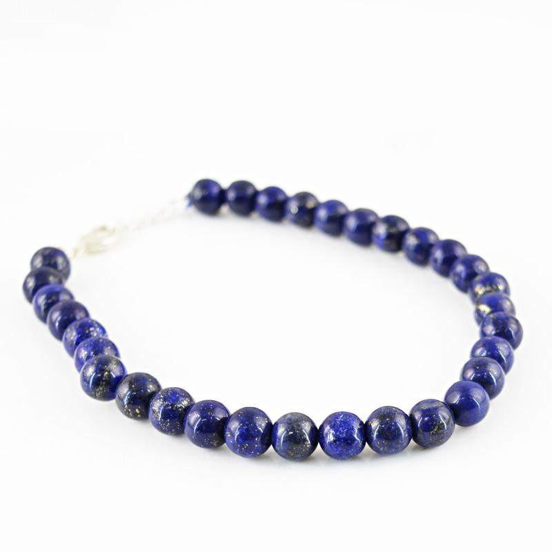 gemsmore:Round Shape Blue Lapis Lazuli Bracelet Natural Beads