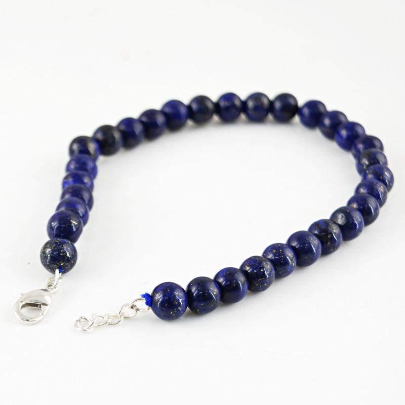 gemsmore:Round Shape Blue Lapis Lazuli Bracelet Natural Beads