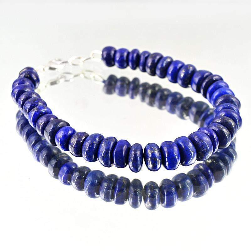 gemsmore:Round Shape Blue Lapis Lazuli Bracelet Natural Untreated Beads