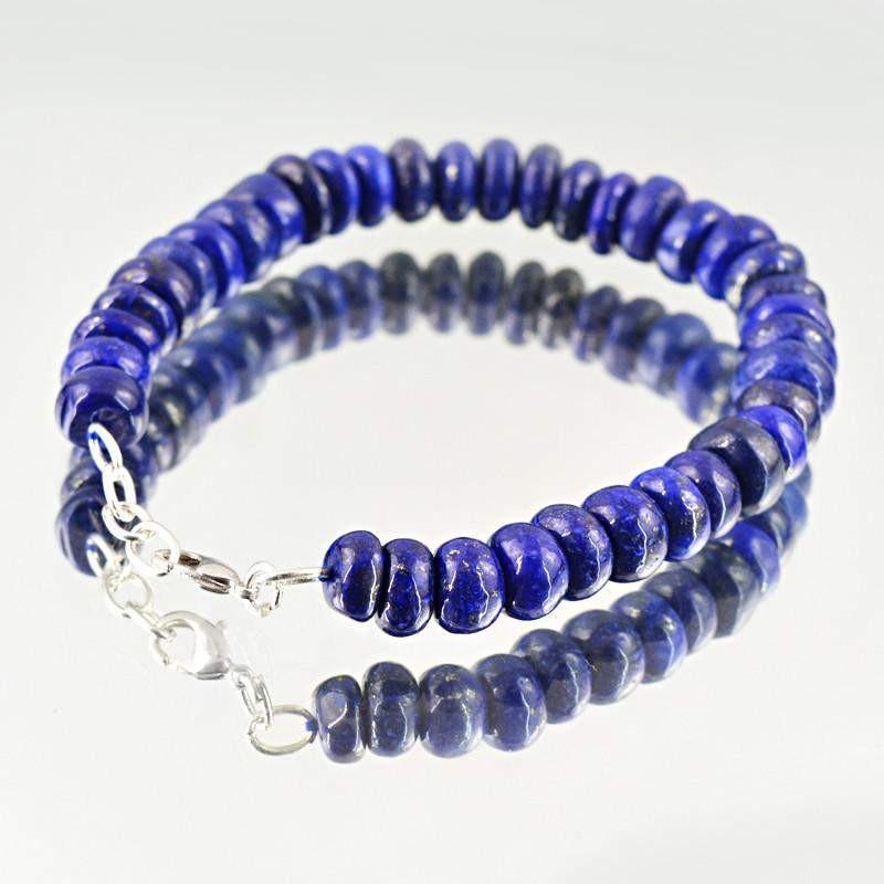 gemsmore:Round Shape Blue Lapis Lazuli Bracelet Natural Untreated Beads