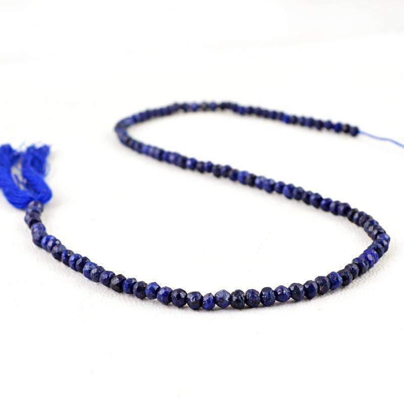 gemsmore:Round Shape Blue Lapis Lazuli Drilled Beads Strand - Natural Faceted