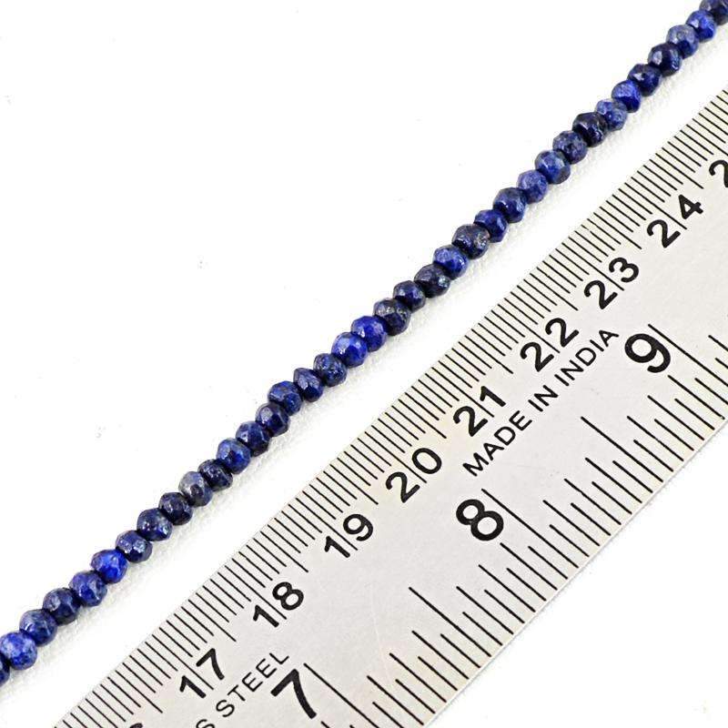 gemsmore:Round Shape Blue Lapis Lazuli Drilled Beads Strand - Natural Faceted