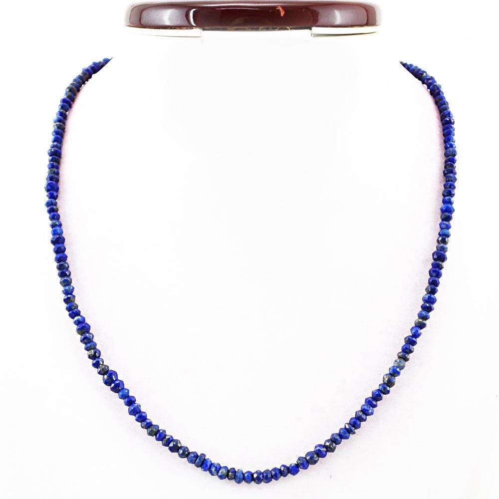 gemsmore:Round Shape Blue Lapis Lazuli Necklace Natural Faceted Beads