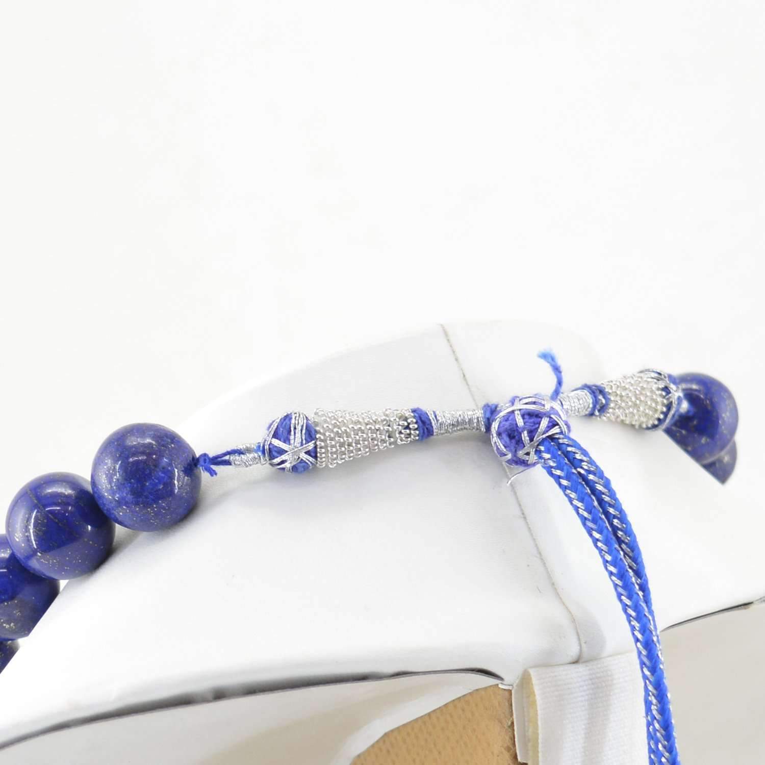 gemsmore:Round Shape Blue Lapis Lazuli Necklace Natural Single Strand Unheated Beads
