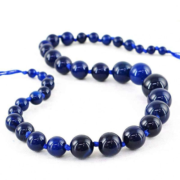 gemsmore:Round Shape Blue Onyx Strand Natural Untreated Drilled Beads