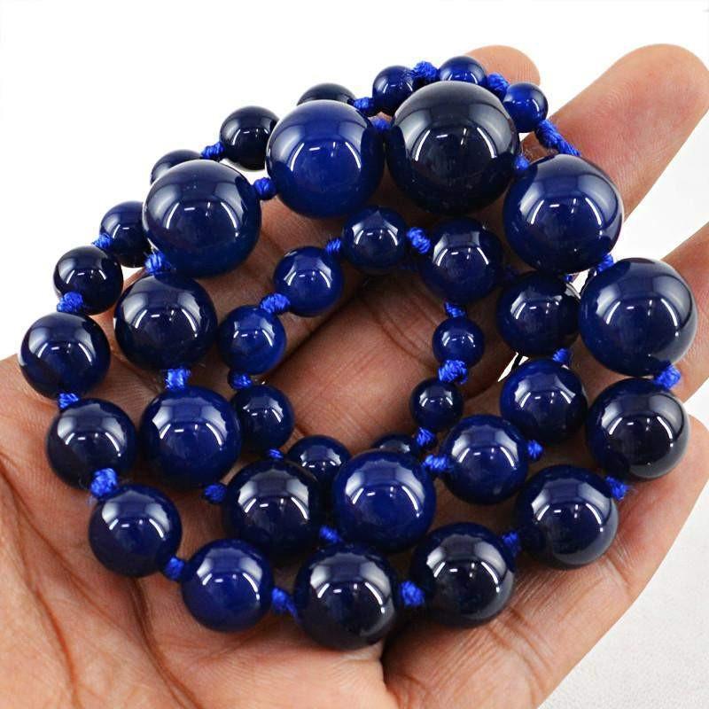 gemsmore:Round Shape Blue Onyx Strand Natural Untreated Drilled Beads