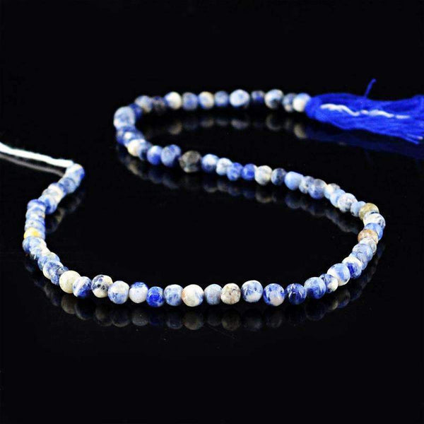 gemsmore:Round Shape Blue Sodalite Beads Strand Natural Drilled