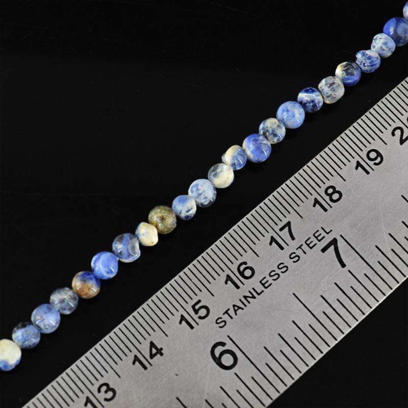 gemsmore:Round Shape Blue Sodalite Beads Strand Natural Drilled