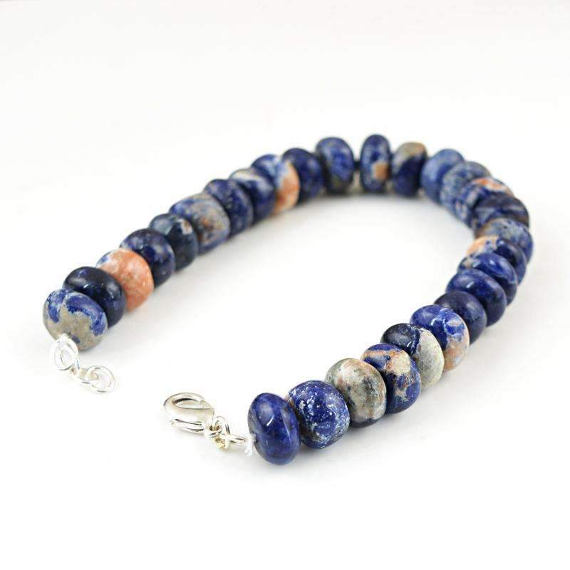 gemsmore:Round Shape Blue Sodalite Bracelet - Natural Untreated Beads