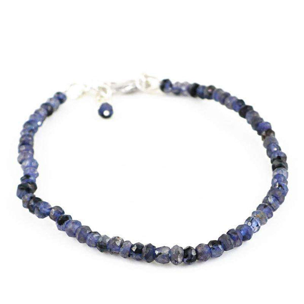 gemsmore:Round Shape Blue Tanzanite Bracelet Natural Faceted Beads