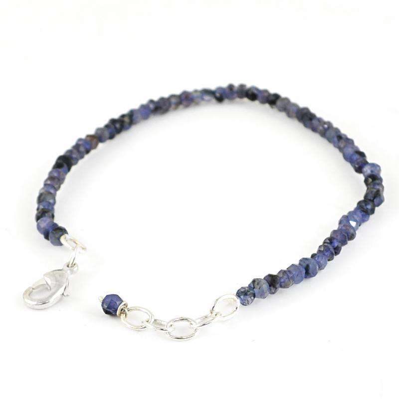 gemsmore:Round Shape Blue Tanzanite Bracelet Natural Faceted Beads