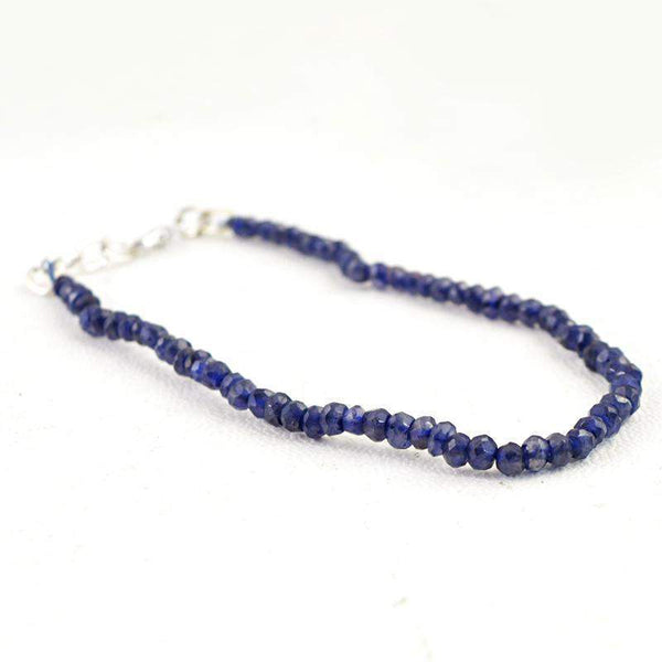 gemsmore:Round Shape Blue Tanzanite Bracelet Natural Faceted Beads