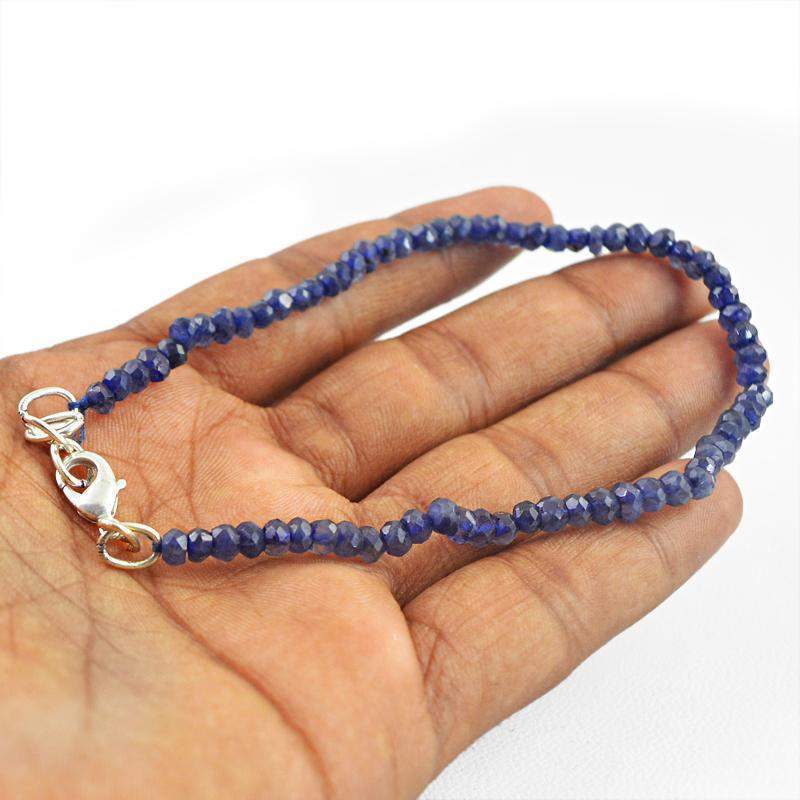 gemsmore:Round Shape Blue Tanzanite Bracelet Natural Faceted Beads