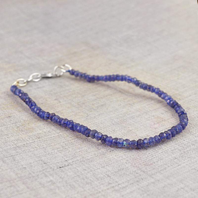 gemsmore:Round Shape Blue Tanzanite Bracelet Natural Faceted Genuine Beads