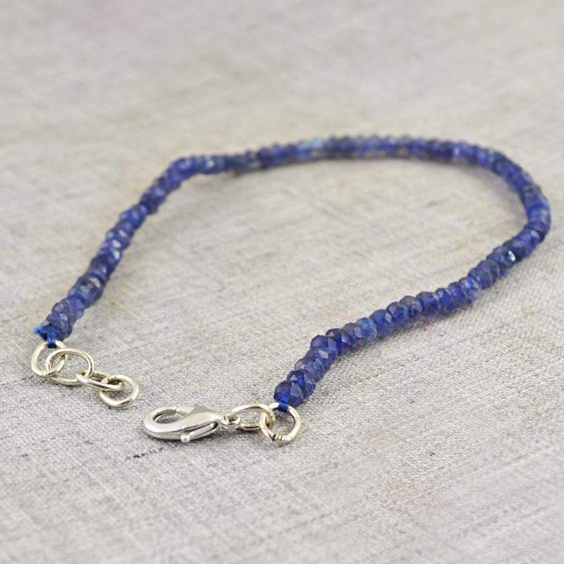 gemsmore:Round Shape Blue Tanzanite Bracelet Natural Faceted Genuine Beads