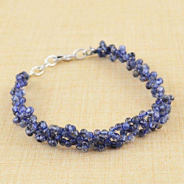 gemsmore:Round Shape Blue Tanzanite Bracelet Natural Untreated Beads