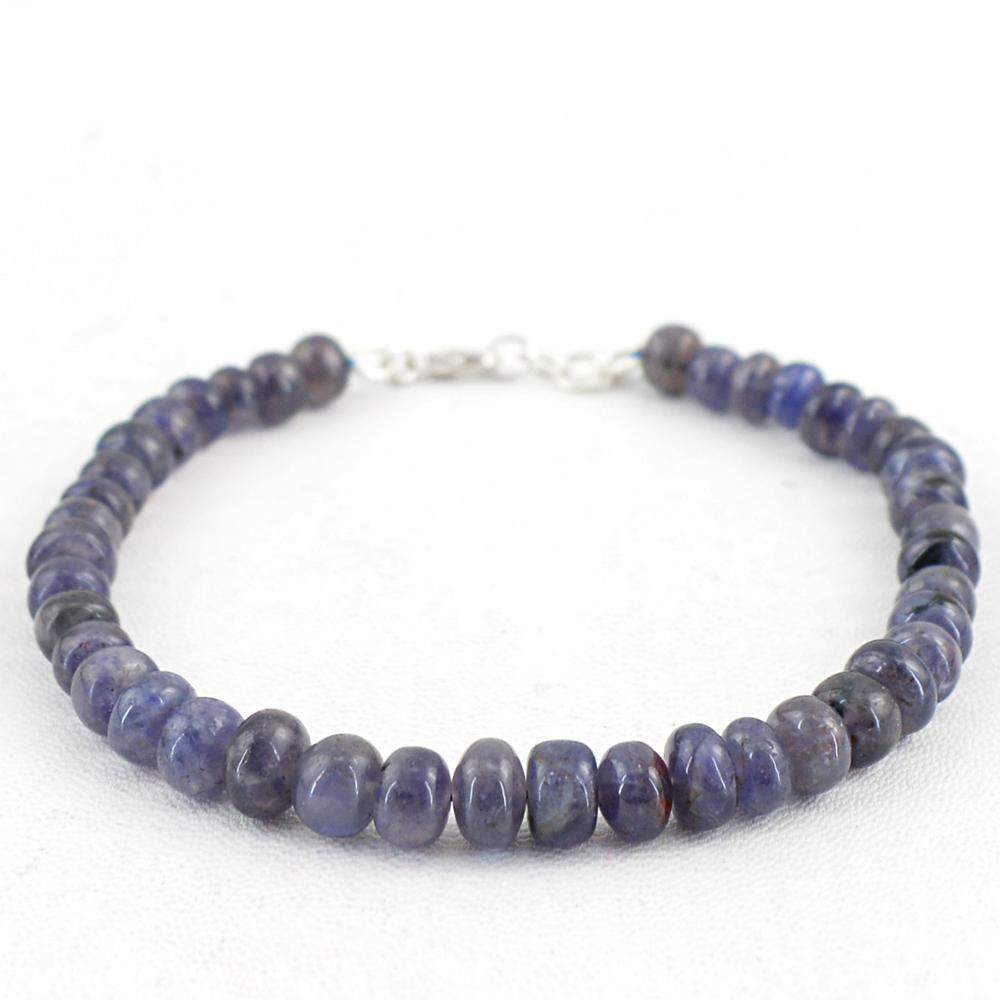 gemsmore:Round Shape Blue Tanzanite Bracelet Natural Untreated Beads
