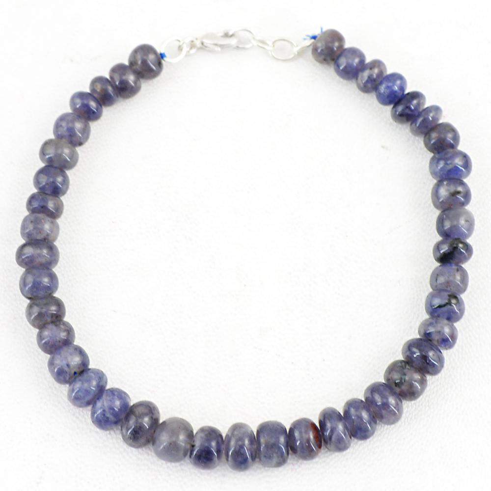 gemsmore:Round Shape Blue Tanzanite Bracelet Natural Untreated Beads