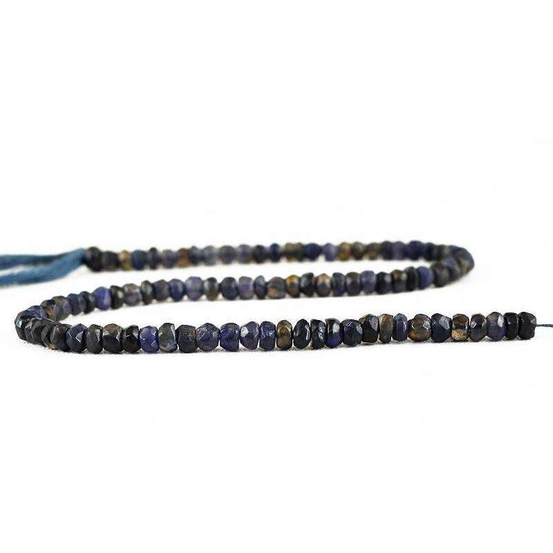 gemsmore:Round Shape Blue Tanzanite Drilled Beads Strand Natural Faceted