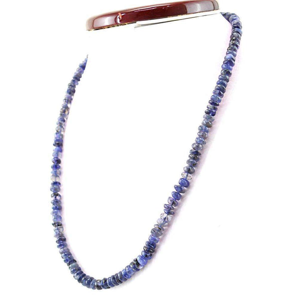 gemsmore:Round Shape Blue Tanzanite Necklace Natural Untreated Beads