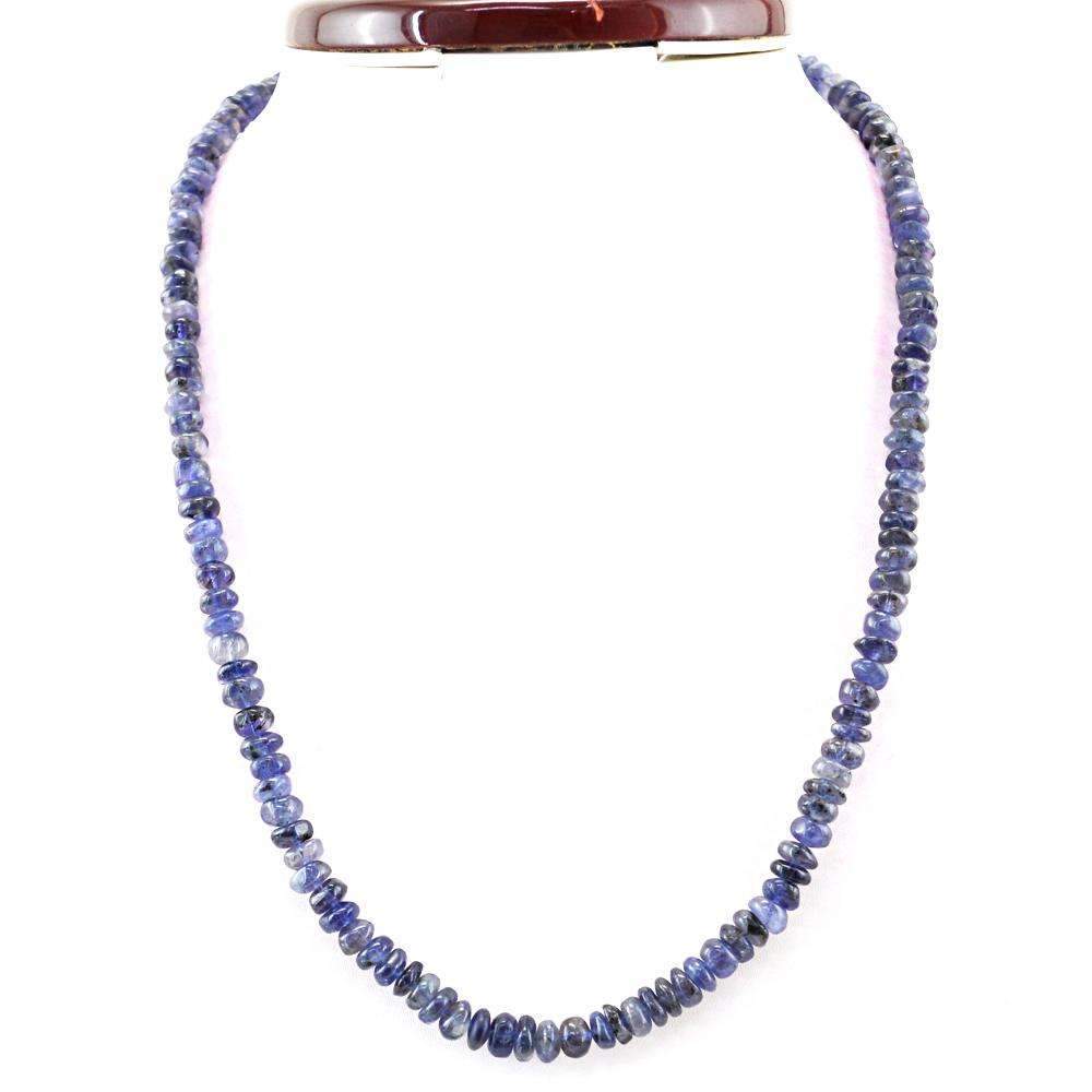 gemsmore:Round Shape Blue Tanzanite Necklace Natural Untreated Beads