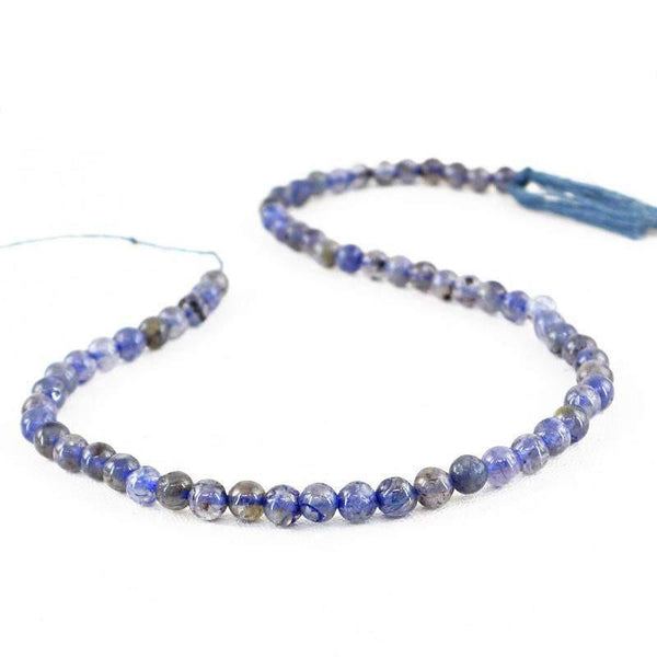 gemsmore:Round Shape Blue Tanzanite Strand Natural Untreated Drilled Beads